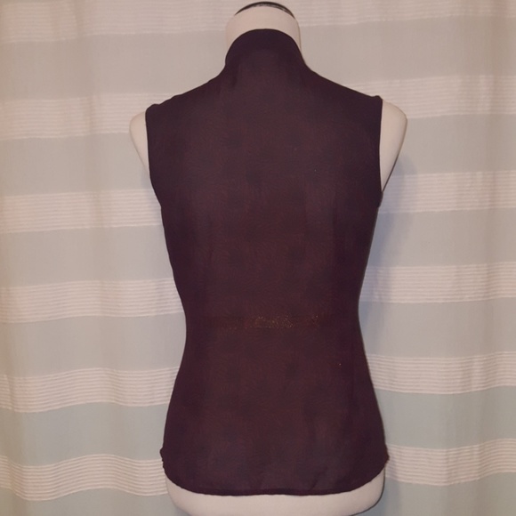 Sheer maroon blouse with bow - Picture 3 of 4